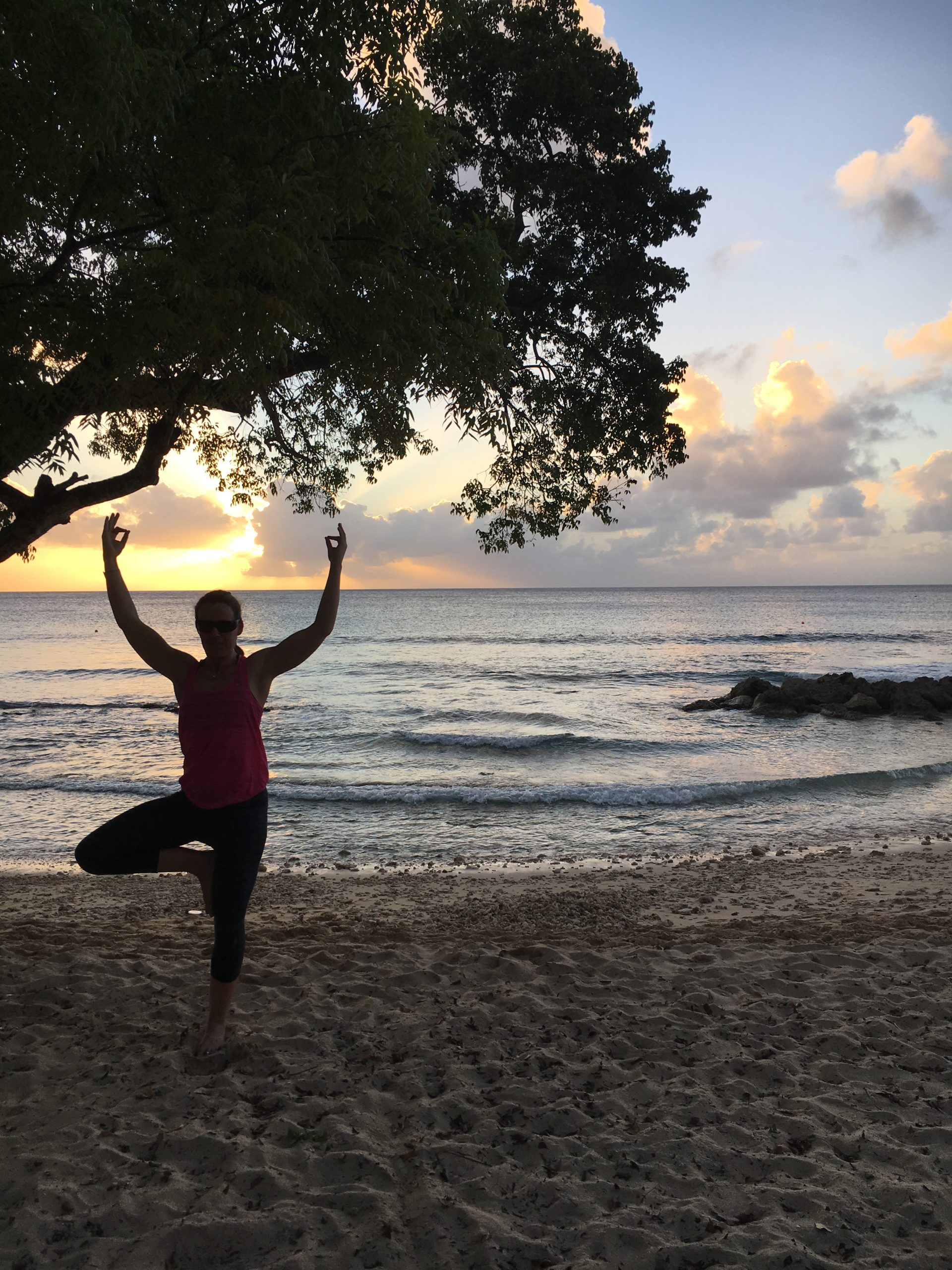 Yoga. Reverse Warrior at Budleigh Salterton